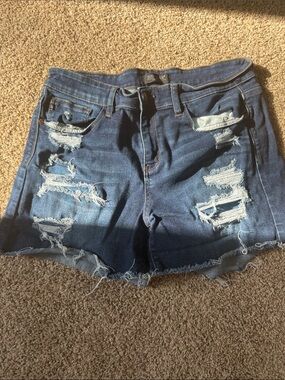 Judy Blue Distressed Dark Blue Denim Cutoff Shorts
